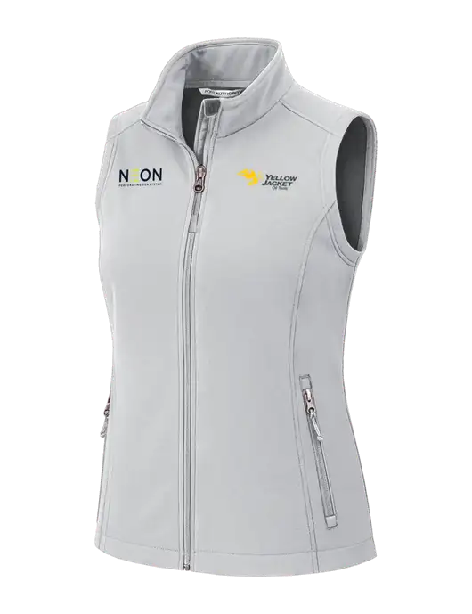 Marshmellow Womens Core Soft Shell Vest w/Yellow Jacket Logo, Neon Logo