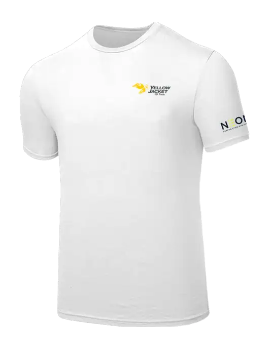 Seriously Soft White T-Shirt w/Yellow Jacket Logo, Neon Logo