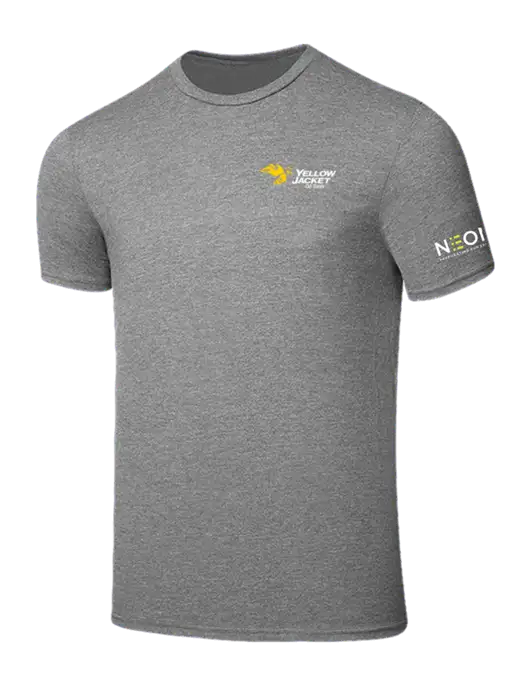 Seriously Soft Grey Frost T-Shirt w/Yellow Jacket Logo, Neon Logo