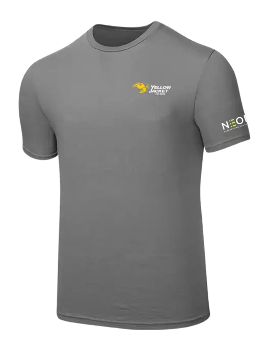 Seriously Soft Medium Grey T-Shirt w/Yellow Jacket Logo, Neon Logo