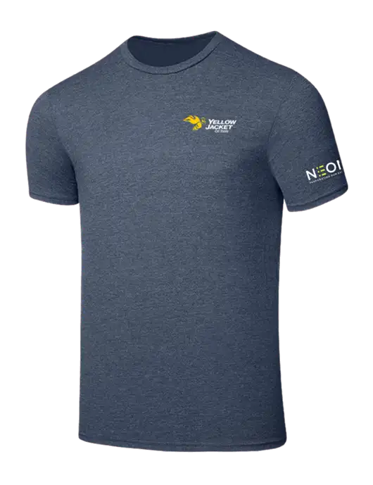 Seriously Soft Heathered Navy T-Shirt w/Yellow Jacket Logo, Neon Logo