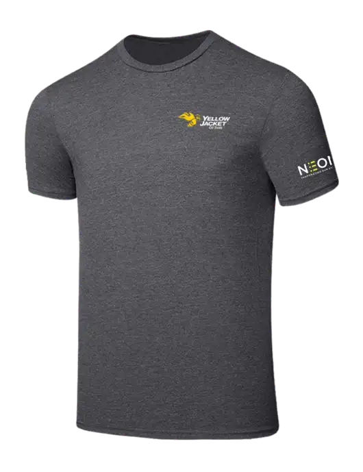 Seriously Soft Heathered Charcoal T-Shirt w/Yellow Jacket Logo, Neon Logo