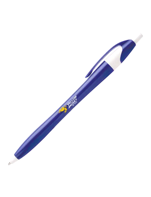 Novella Royal/White Executive Pen - Blue Ink w/Yellow Jacket Logo, Neon Logo