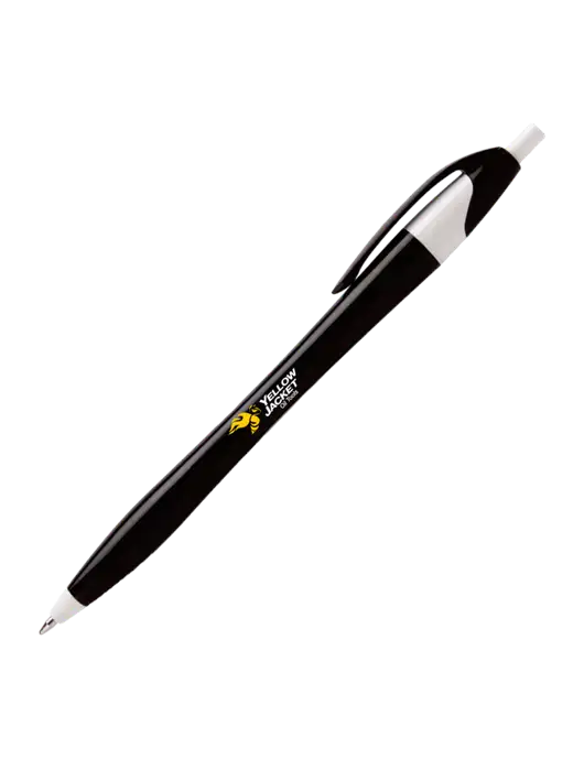 Novella Black/White Executive Pen - Blue Ink w/Yellow Jacket Logo, Neon Logo