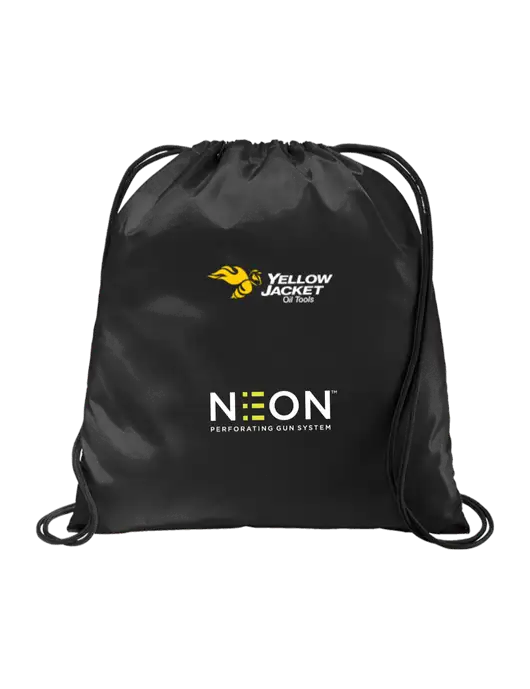 Drawstring  Black Cinch Pack w/Yellow Jacket Logo, Neon Logo