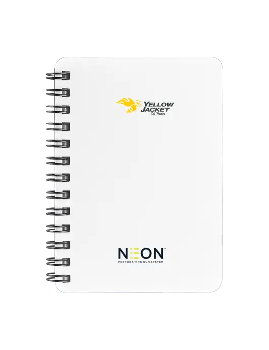 Sturdy White Hardcover Notebook, 5.25 x 7 w/Yellow Jacket Logo, Neon Logo