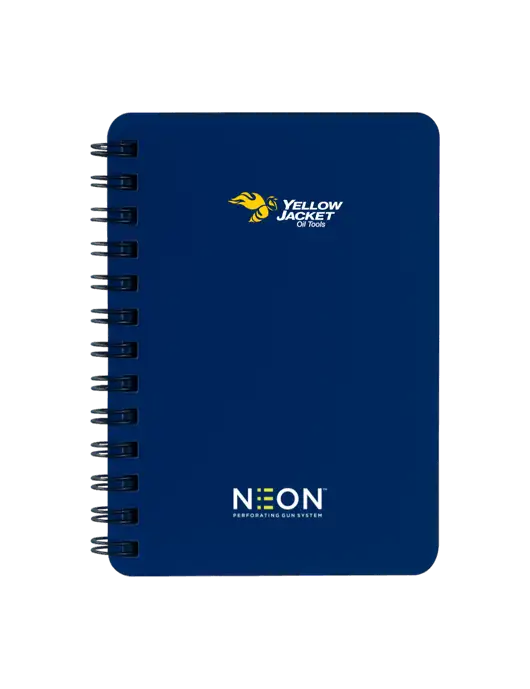 Sturdy Navy Blue Hardcover Notebook, 5.25 x 7 w/Yellow Jacket Logo, Neon Logo