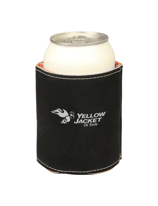 Black Leatherette Beverage Holder w/Yellow Jacket Logo, Neon Logo