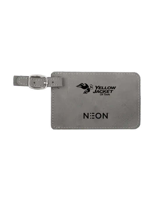 Grey Leatherette Luggage Tag w/Yellow Jacket Logo, Neon Logo