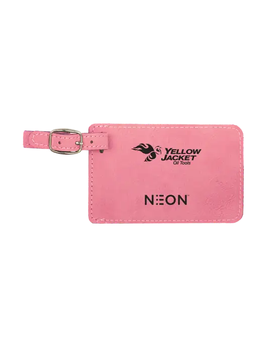 Pink Leatherette Luggage Tag w/Yellow Jacket Logo, Neon Logo