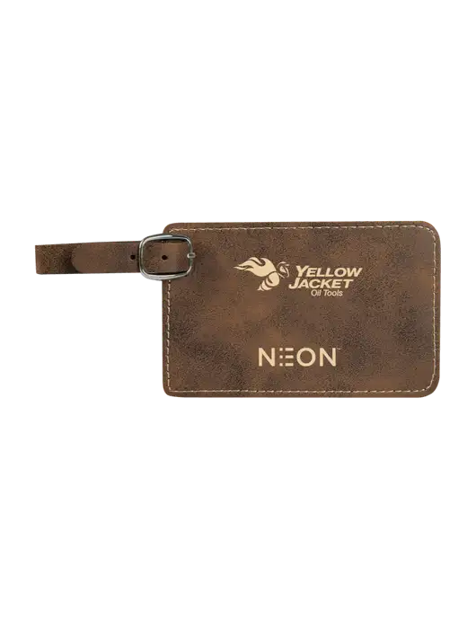 Rustic Leatherette Luggage Tag w/Yellow Jacket Logo, Neon Logo