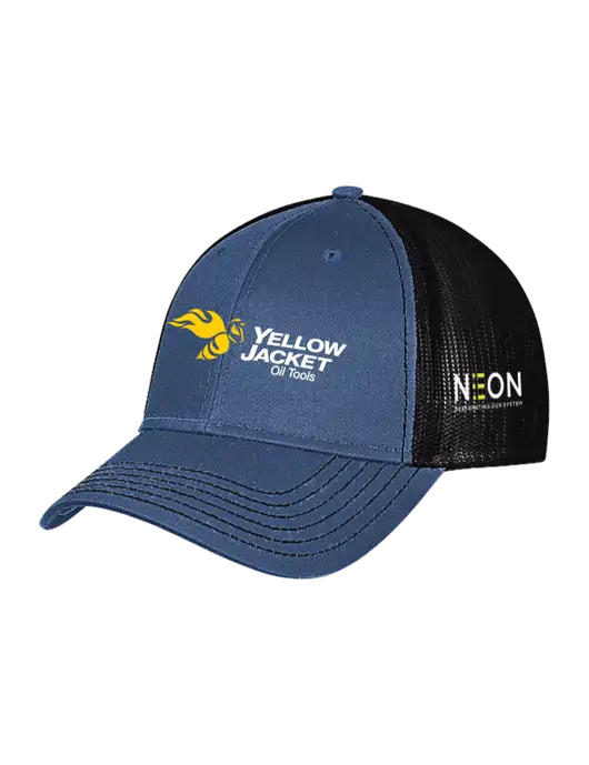 Dark Royal/Black Mesh Trucker Cap Snap Back w/Yellow Jacket Logo, Neon Logo