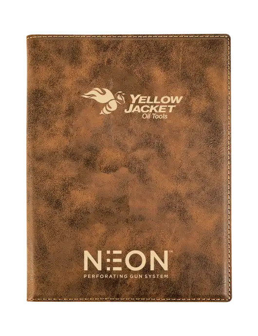 Rustic Leatherette 7 x 9 Portfolio with Notepad w/Yellow Jacket Logo, Neon Logo