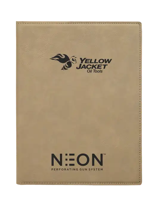 Tan Leatherette 7 x 9 Portfolio with Notepad w/Yellow Jacket Logo, Neon Logo