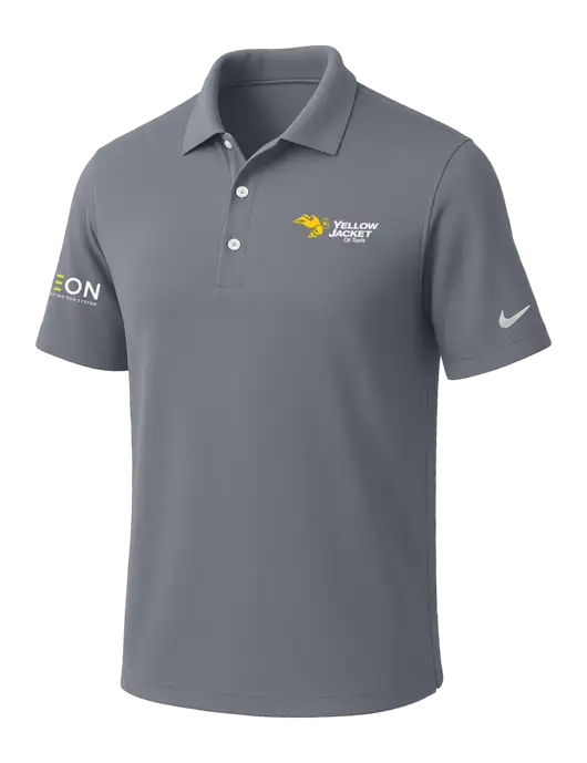 NIKE Medium Grey Dri-Fit Micro Pique Polo w/Yellow Jacket Logo, Neon Logo