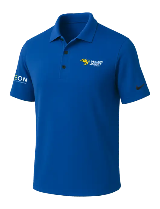 NIKE Dark Royal Dri-Fit Micro Pique Polo w/Yellow Jacket Logo, Neon Logo