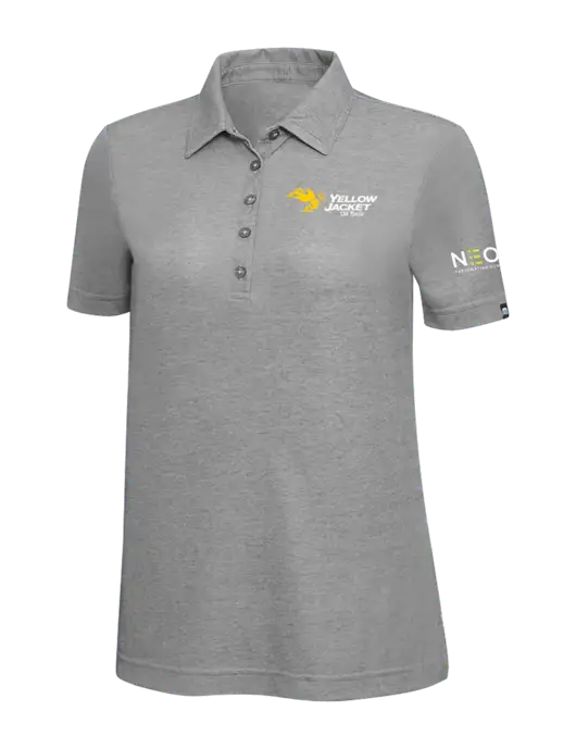 TravisMathew Grey Heather Womens Oceanside Polo w/Yellow Jacket Logo, Neon Logo