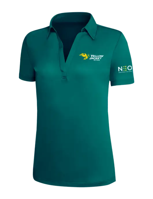 Dark Teal Silk Touch Womens Performance Polo w/Yellow Jacket Logo, Neon Logo
