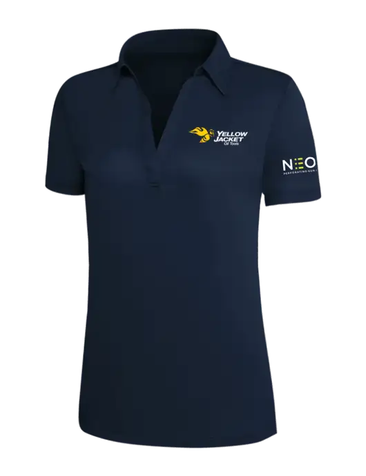 Navy Silk Touch Womens Performance Polo w/Yellow Jacket Logo, Neon Logo