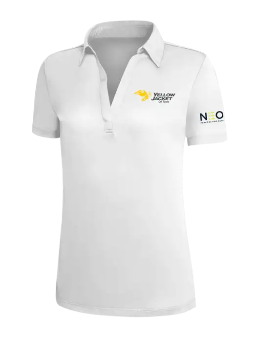White Silk Touch Womens Performance Polo w/Yellow Jacket Logo, Neon Logo
