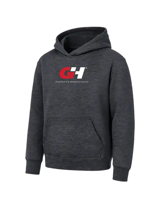Youth Dark Heather Grey 7.8 oz Pullover Hooded Sweatshirt w/G&H Logo