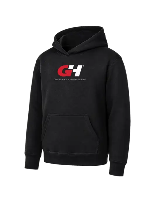 Youth Black 7.8 oz Pullover Hooded Sweatshirt w/G&H Logo