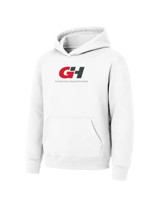 Youth White 7.8 oz Pullover Hooded Sweatshirt w/G&H Logo