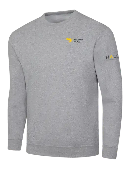 Light Grey Heather 7.8 oz Ring Spun Crew Sweatshirt w/Yellow Jacket Logo, HALO Logo