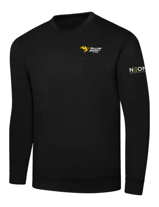 Black 7.8 oz Ring Spun Crew Sweatshirt w/Yellow Jacket Logo, Neon Logo