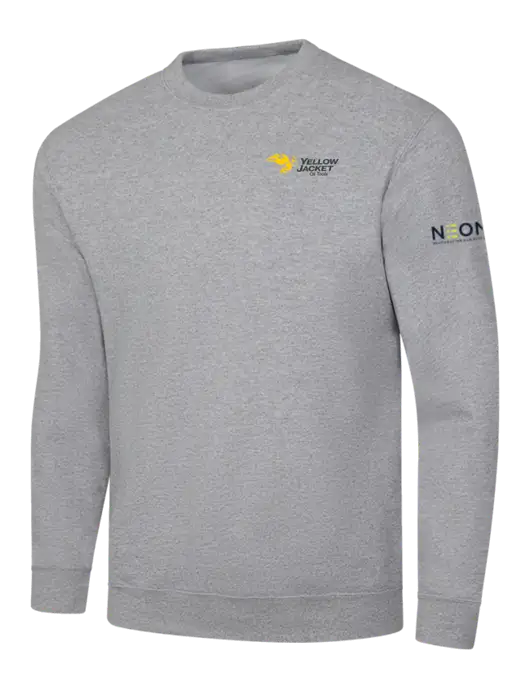 Light Grey Heather 7.8 oz Ring Spun Crew Sweatshirt w/Yellow Jacket Logo, Neon Logo