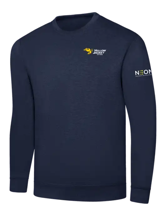 Navy 7.8 oz Ring Spun Crew Sweatshirt w/Yellow Jacket Logo, Neon Logo