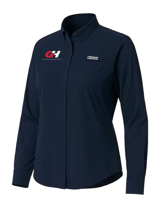 Columbia Navy Womens PFG Tamiami II Long Sleeve Shirt w/G&H Logo