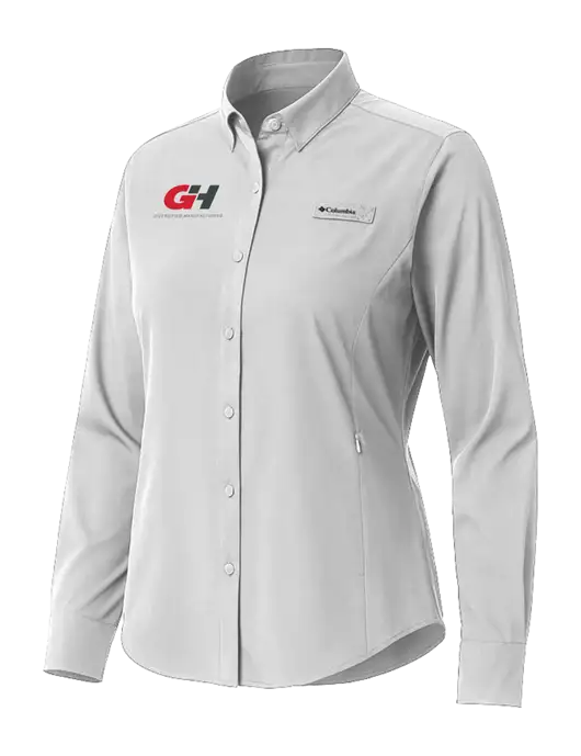 Columbia Grey Womens PFG Tamiami II Long Sleeve Shirt w/G&H Logo
