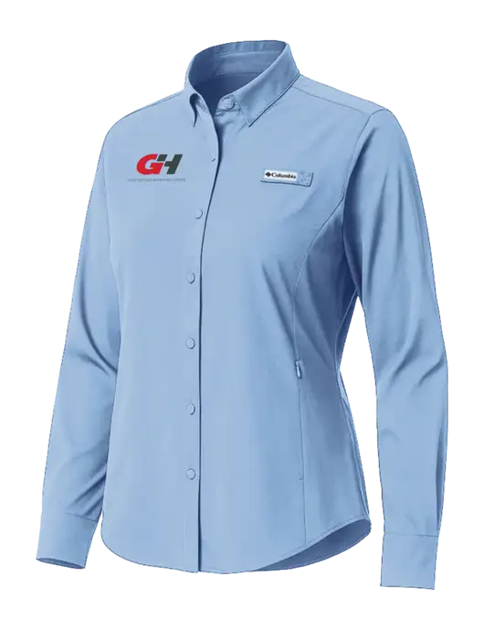 Columbia Light Blue Womens PFG Tamiami II Long Sleeve Shirt w/G&H Logo