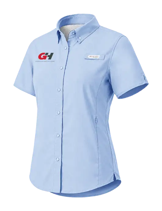 Columbia Light Blue Womens PFG Tamiami II Short Sleeve Shirt w/G&H Logo