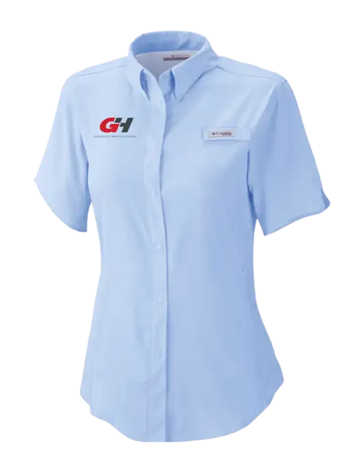 Columbia Light Blue Womens PFG Tamiami II Short Sleeve Shirt w/G&H Logo