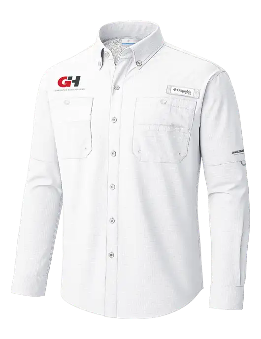 Columbia White PFG Tamiami II Long SleeveShirt w/G&H Logo