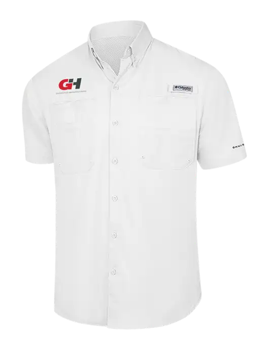 Columbia White PFG Tamiami II Short Sleeve Shirt w/G&H Logo
