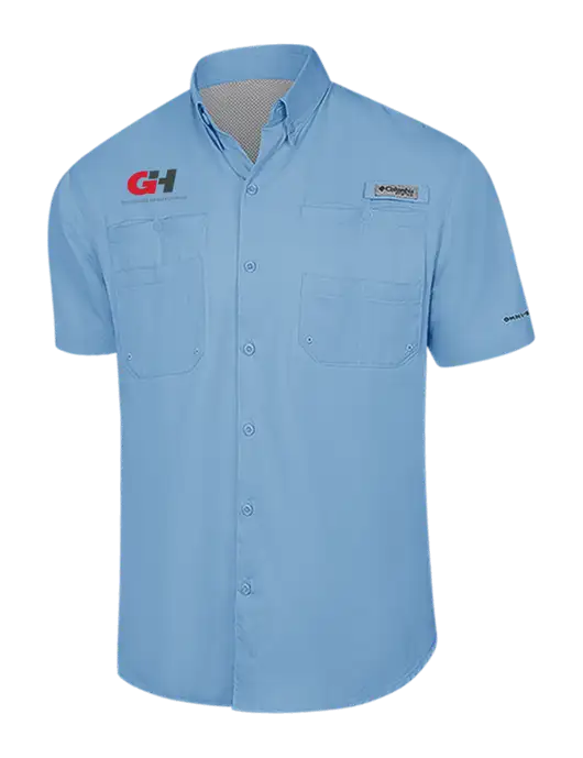 Columbia Light Blue PFG Tamiami II Short Sleeve Shirt w/G&H Logo