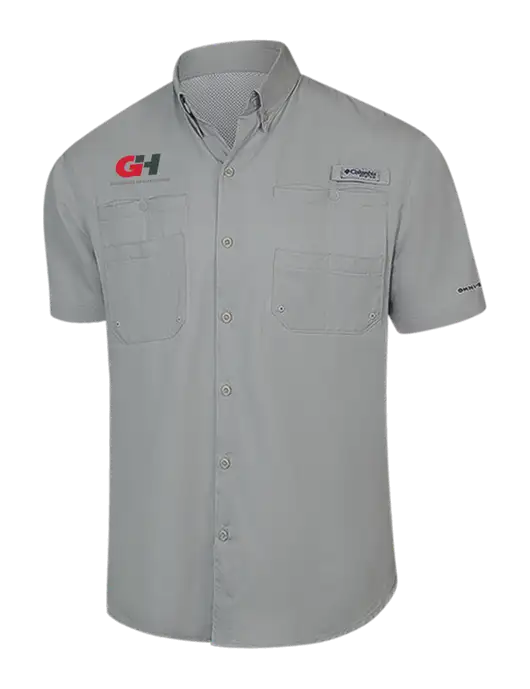 Columbia Light Grey PFG Tamiami II Short Sleeve Shirt w/G&H Logo