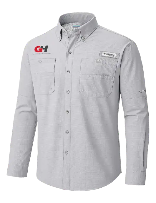 Columbia Cool Grey PFG Tamiami II Long SleeveShirt w/G&H Logo