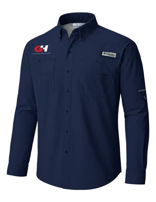 Columbia Navy PFG Tamiami II Long SleeveShirt w/G&H Logo