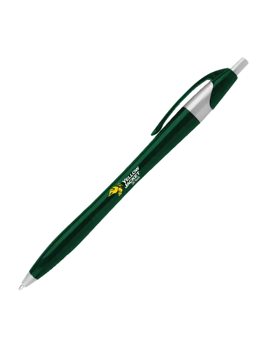 Novella Dark Green/Silver Corporate Pen - Blue Ink w/Yellow Jacket Logo, M1NT Logo