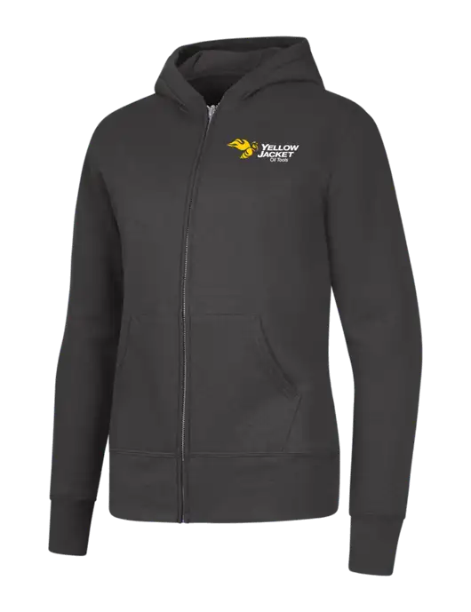 Charcoal Womens Core Fleece Full-Zip Hooded Sweatshirt w/Yellow Jacket Logo