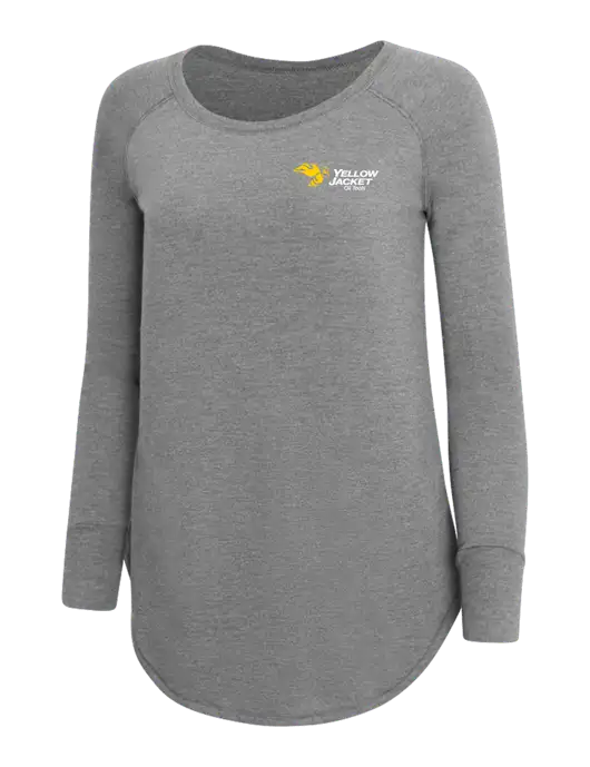 Womens Perfect Wide Collar Tunic Tri-Blend Grey Frost 4.5 oz T-Shirt w/Yellow Jacket Logo